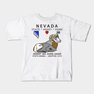 Nevada - Desert Big Horn Sheep - State, Heart, Home - state symbols Kids T-Shirt